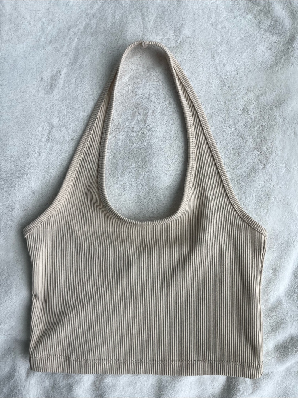 H&M Ribbed Halter Top in Beige